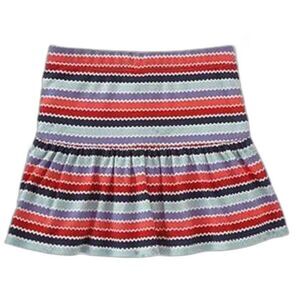 Gymboree cotton knit skort skirt ricrac striped red navy blue coral pull on 4 3